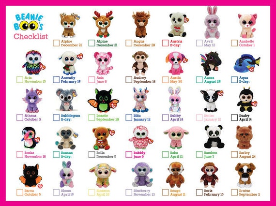 UPDATED 2018 Beanie Boo Checklist Instant Download 11 Pages