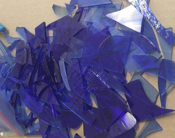 Royal Blue Scrap Glass-1/2 lb lot-1 lb mix-Blue Glass Mix-Scrap Glass-Mosaic Glass