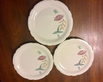 Set of 3 Walker Vitrified China Floreama Plates