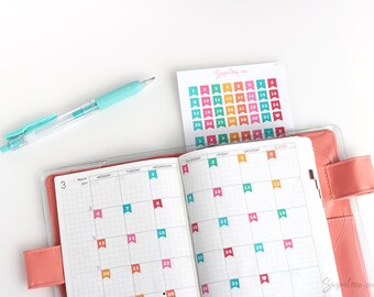 Mini Date Flags, Planner Stickers, Date Cover Stickers, Calendar Numbers, 1-31, Miami Color Set, Undated Planner, DIY Calendar, DAT7