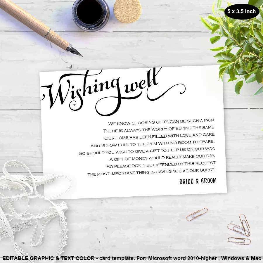 Wishing well card Printable Wedding wishing well card