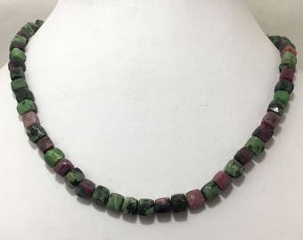 220 Carat Natural AAA Quality Ruby Ziosite Faceted Box 6 to 7 mm 16" Necklace /Gemstone Beads/Semi Precious Beads