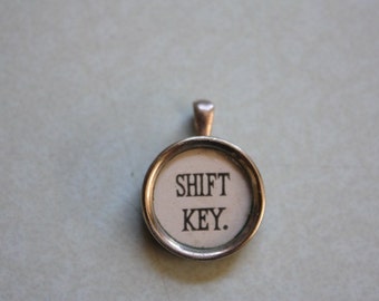 Typewriter "Shift Key" Pendant Necklace on Ball Chain