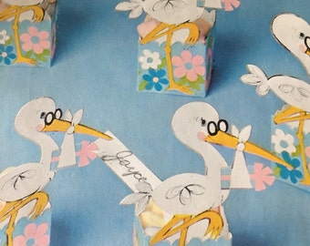 1960's Hallmark Party Nut Cup Storks For Baby Shower
