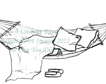 INSTANT DOWNLOAD Digital Stamp Image HAMMOCK