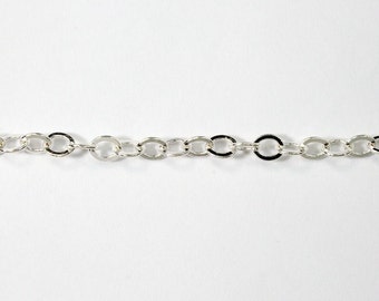 Bright Silver, 5mm x 4.5mm Flat Cable Chain #CC89