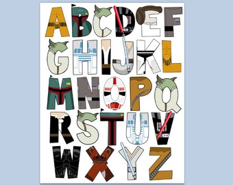 Star Wars Alphabet poster 16x20 and letter pack- Digital File