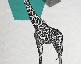 Masked Animalia Print, Graceful Giant