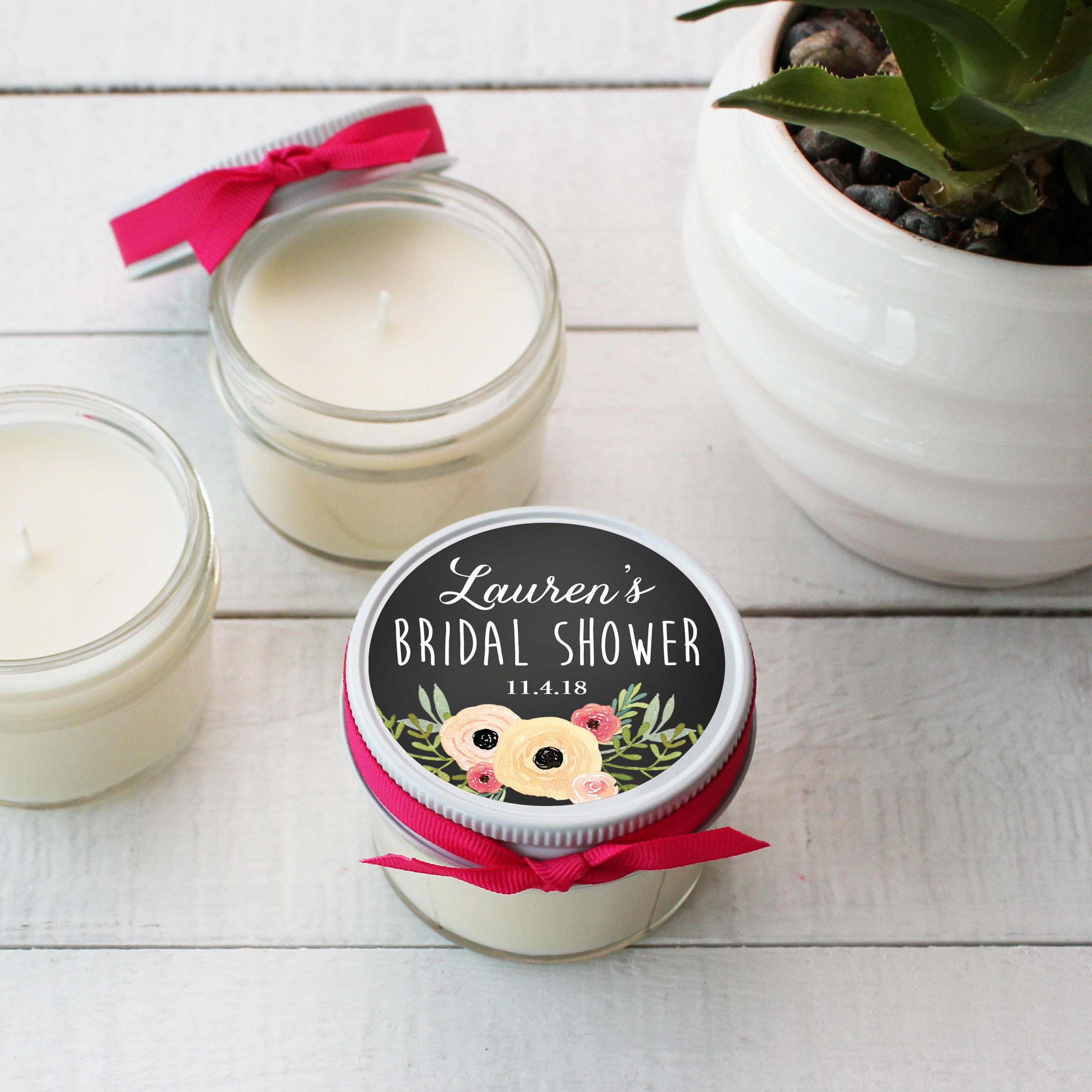 Set of 12 4 oz Soy Candle Bridal Shower Favors Sophie