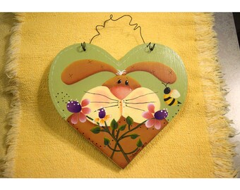 Spring Bunny Heart - Renee Mullins Design handpainted by Tammy Roberds
