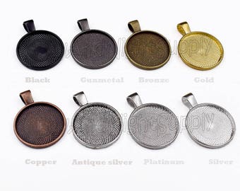 50pcs 1 inch 25mm Round Bezel Cabochon Setting Pendant Trays-Bezel Trays-25mm Circle blank Pendant Trays-25mm Blank Bezels Cabochon Tray