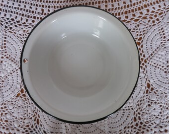 White and Black Enamelware Bowl