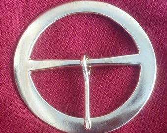 Classic Solid Brass Round Belt Buckle 3" Western Pirate SCA LARP Ren Faire