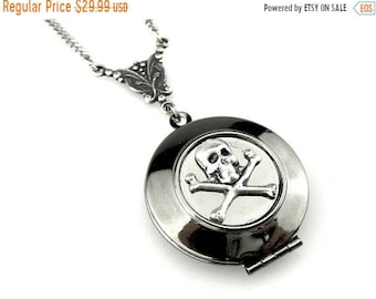 steampunk mourning locket SKULL LOCKET bronze with sterling