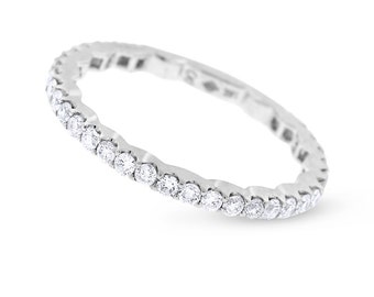 0.53 CT Natural Round Diamond Eternity Band in Solid 18k White Gold