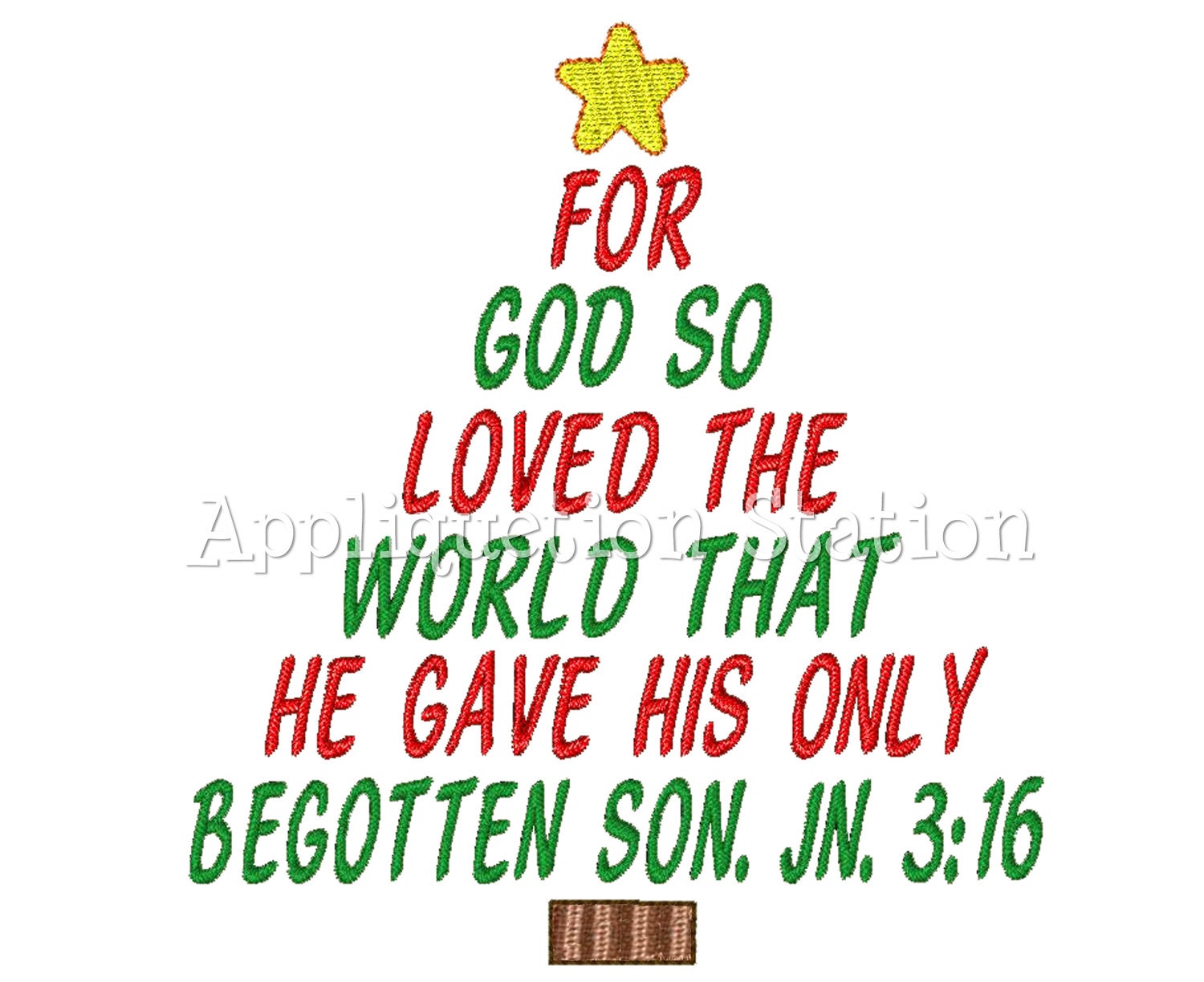 Christmas Tree John 316 Machine Embroidery Design Holiday Bible Jesus Real Meaning INSTANT DOWNLOAD