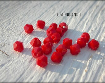 Bicone 4 mm Red Opaque X 50