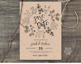 Rustic Save the date template Printable DIY Wood