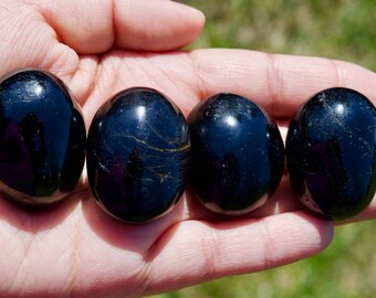 Madagascar Polished Black Tourmaline Palm Stone | Schorl Tourmaline | Karma Stone | Healing Stone | Root Chakra | Mineral Specimens