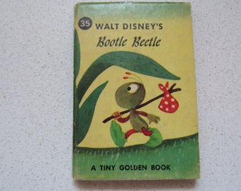 Bootle Beetle Tiny Golden Book Walt Disney #35 Vintage Minature Book By Jane Werner 1950