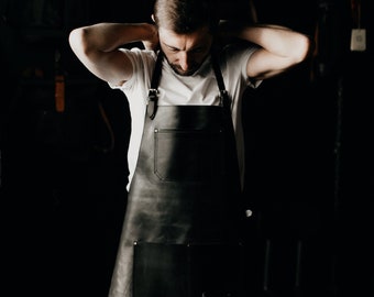 Work apron Black Leather apron by Kruk Garage Woodworkers apron Barbers apron Welding apron Mens apron Chef apron FREE PERSONALIZATION