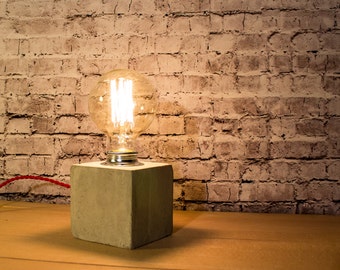 Concrete Lamp, Concrete table lamp, Concrete desk lamp, Industrial style, Concrete light, Table lamp, Loft decor, Edison lamp