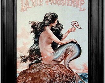 Paris Mermaid - Art Print 8 x 10 - Parisienne Nautical