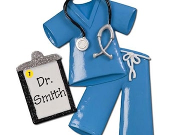 Personalized Christmas Ornaments-Blue Scrubs- RN, CNA ,Nurse, Doctor, Healthcare Professional, Hospital Technician gift