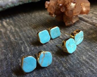 Turquoise Earrings,Turquoise Stud Earrings Gold,Turquoise Studs,Turquoise Studs,Turquoise Jewelry,Turquoise,Studs,Gemstone Studs,Gold,Stud