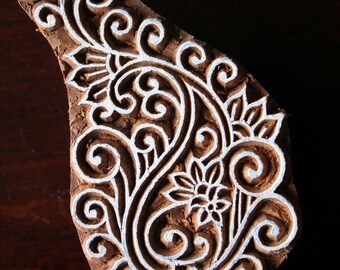 Textile Stamp, Pottery Stamp, Indian Wood Stamp, Tjaps, Blockprint Stamp- Swirl Paisley