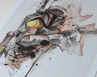Boba Fett, Bounty Hunter, Star Wars, Empire Strikes Back, Graphic, Art Print, Digital Print, A4, 21x29,7