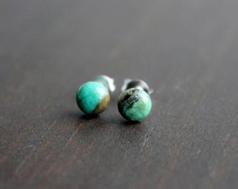 Turquoise Stud Earrings, Surgical Steel Stud Earrings, Stainless Steel, Turquoise Studs, Turquoise Earrings, Tiny Turquoise Studs, Gift, 6mm