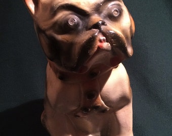 Antique Chalkware Pug with Harness