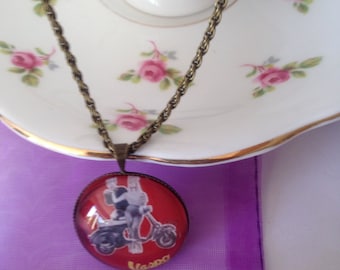 Retro jewellery, Vintage jewellery, Advertising jewellery, Quote jewellery, Vespa gift, gift for women, Vespa pendant, 1950's icon gift,