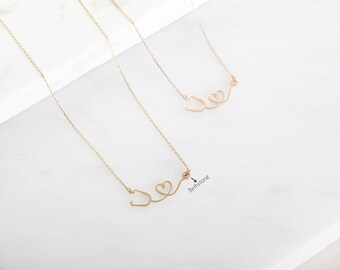 Graduation Gift for nurse, doctor • Heart Necklace • Stethoscope Necklace • Medical Student Gift • White Coat GiftD2-MLB1