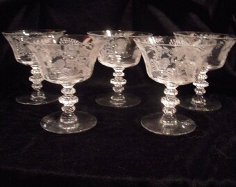 Elegant Tiffin Franciscan Fuchsia Low Sherbet Glasses!