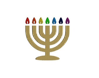 Menorah embroidery design. Hannukah Menora embroidery design. Chanukah embroidery design. Hannukah decor.