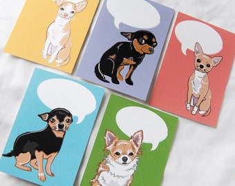 Convo Chihuahua Flat Notecards - Eco-friendly Set of 5