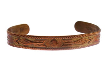 Vintage Copper Cuff Bracelet, Thin Copper Cuff Bracelet, Thin Copper Bracelet