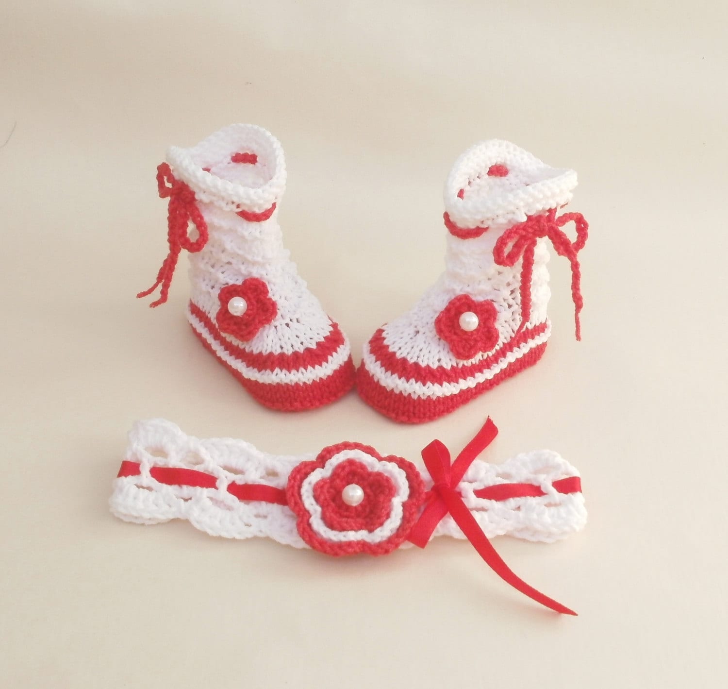 Red And White Baby Socks And Headband Red Socks For Baby