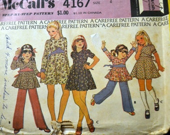Vintage Sewing Pattern McCall's 4167 Girls' Dress and Pants Size 6 UNCUT Complete