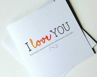 I Love You Greeting Card - Valentine's Day Card - Birthday Card - Anniversary Card - Love - Funny - Couples - Handmade - Personalised