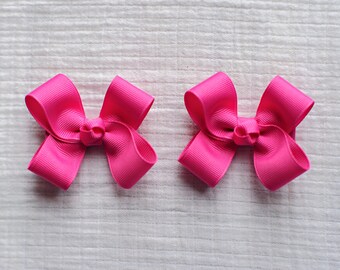 Raspberry Rose Hair Bows,Pigtail Hair Bows,Alligator Clips,3 Inches Wide,Birthday Party Favors