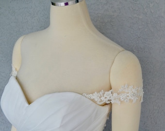 Detachable On or Off the Shoulder Beaded Lace Straps to Add to your Wedding Dress it Can be Customize