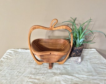 Vintage Wood Bowl / Wood Folding Bowl / Vintage Kitchen Bowl / Fruit Bowl