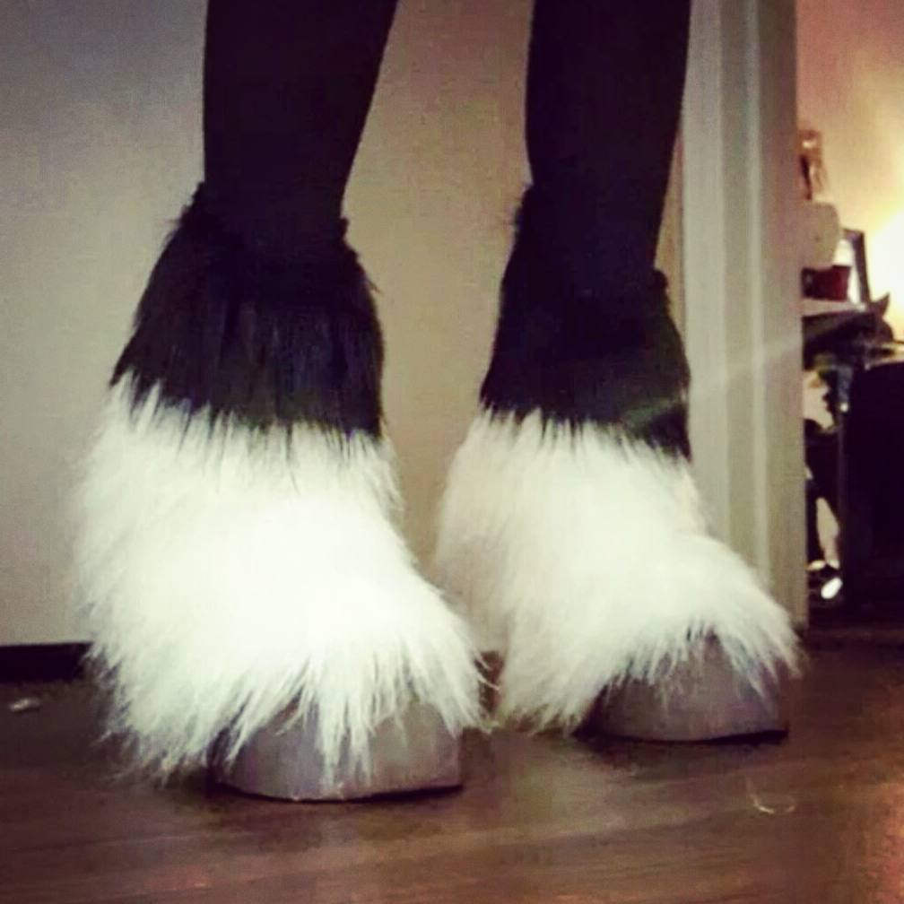 Creature Feet Unisex Faux Fur Feathered Brown Horse Hooves