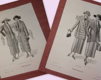 2 large prints of old fashions, 1922, plus size