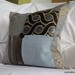 20x20, Decorative Pillow Cover in Blue and Taupe Designers Guild Velvet and Linen Fabrics, by Jane Hall Design