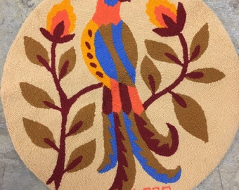 Vintage signed round bird textile by Tere
