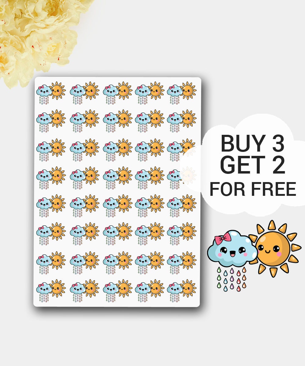 Download Kawaii Weather Stickers Weather Planner Stickers Stickers